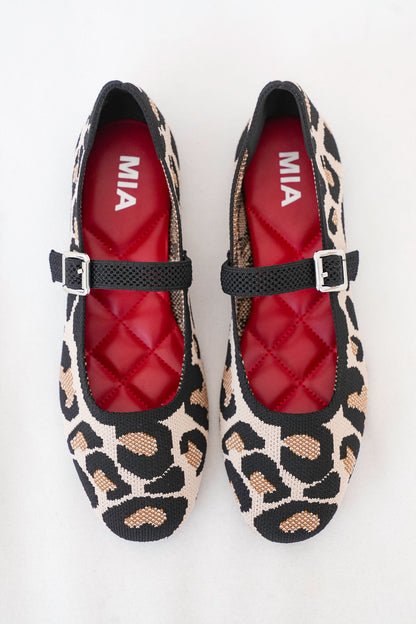MIA Animal Print Mary Jane Flats with Buckle Strap