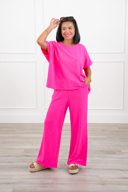 Door Buster! Zenana Cotton Slub Top and Pants Set