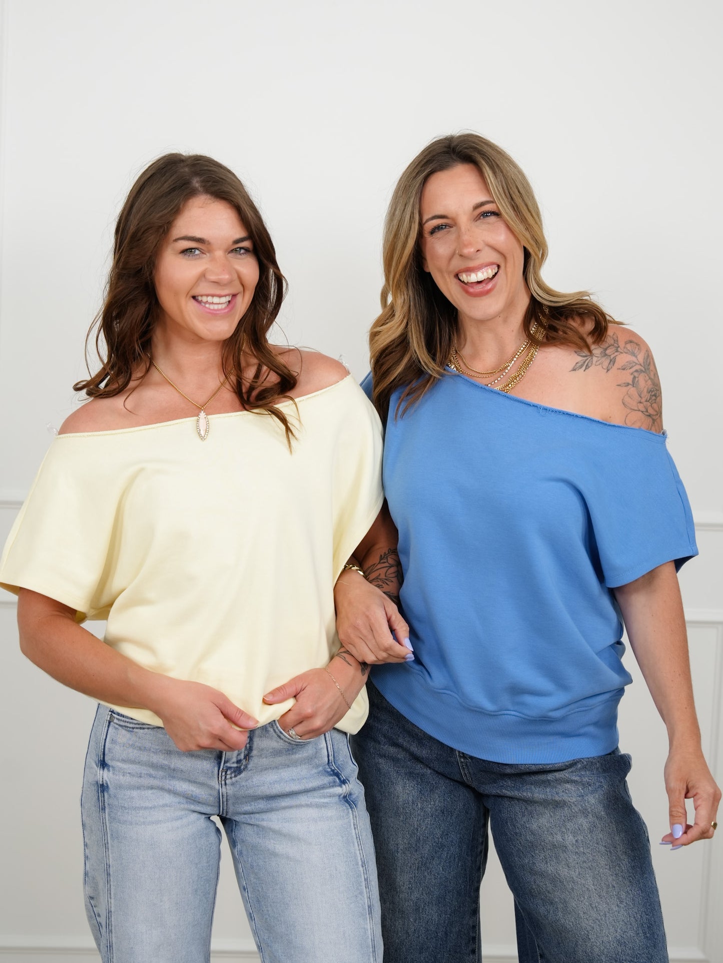 Solid Color Short Sleeve Off Shoulder Terry Top