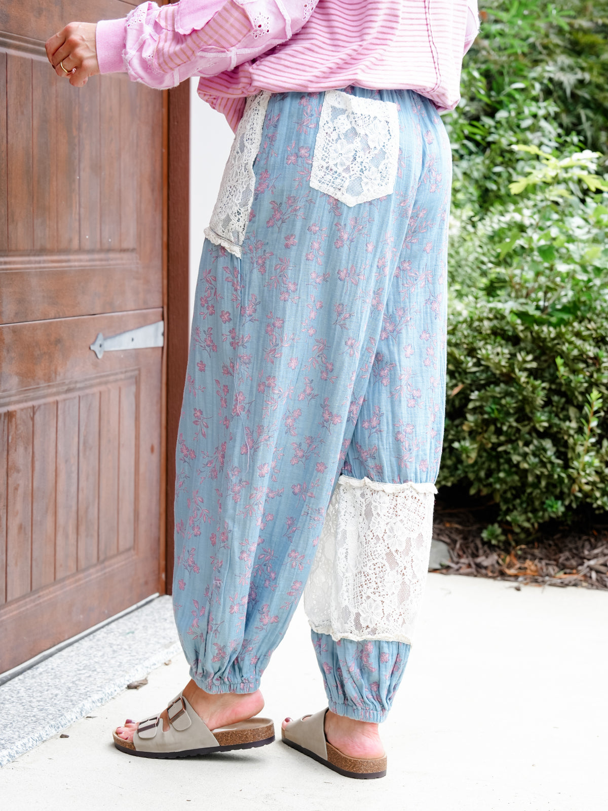 POL Blue Floral Elastic Waist Harem Pants - Freckled Poppy