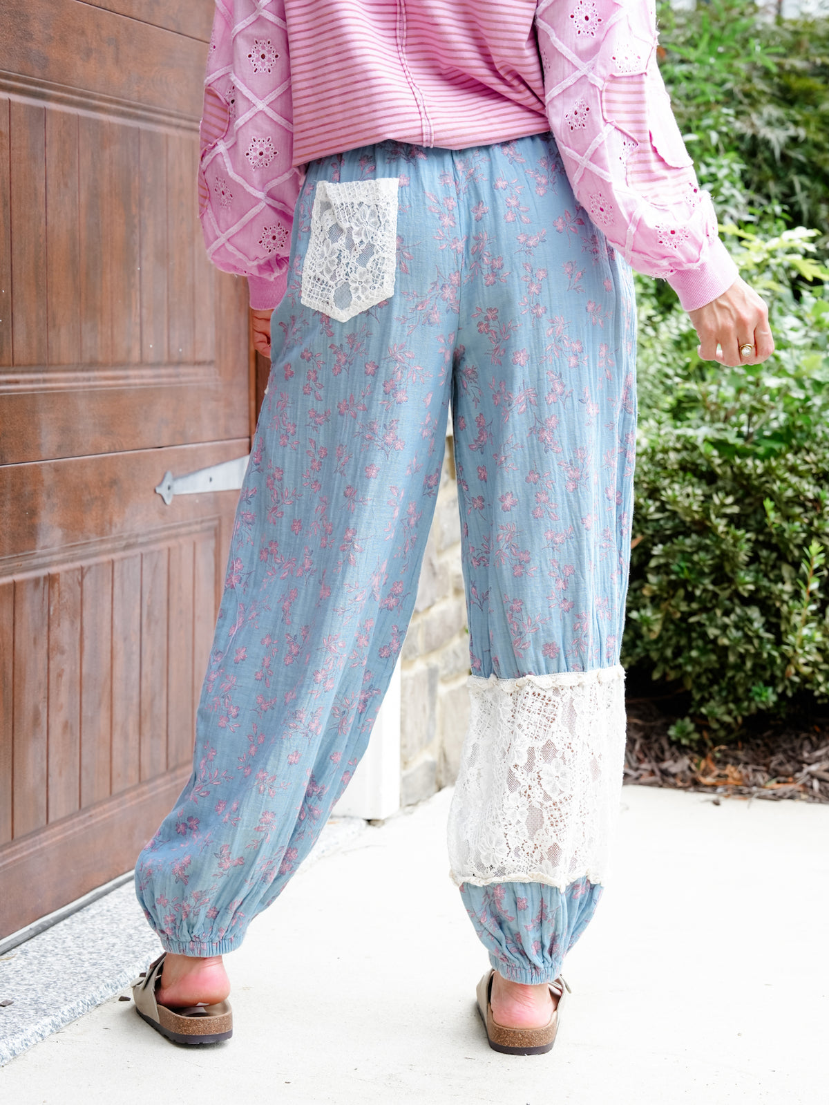 POL Blue Floral Elastic Waist Harem Pants - Freckled Poppy