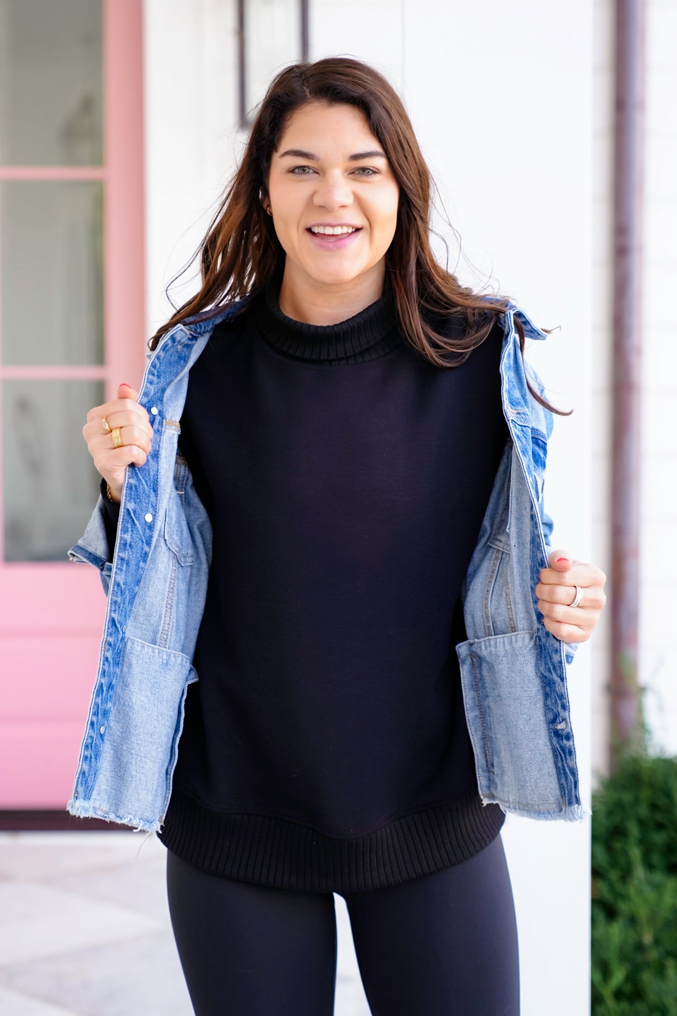 Solid Long Sleeve Mock Neck Pullover