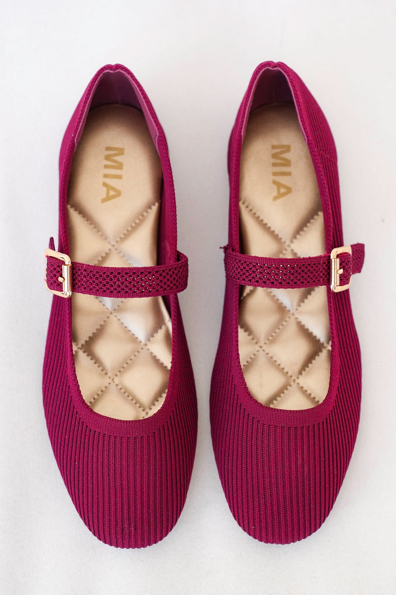MIA Textured Knit Mary Jane Flats with Buckle Strap