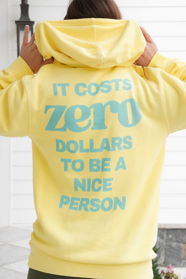 Plus/Reg Long Sleeve "Costs Zero Dollars" Graphic Hoodie Sweatshirt