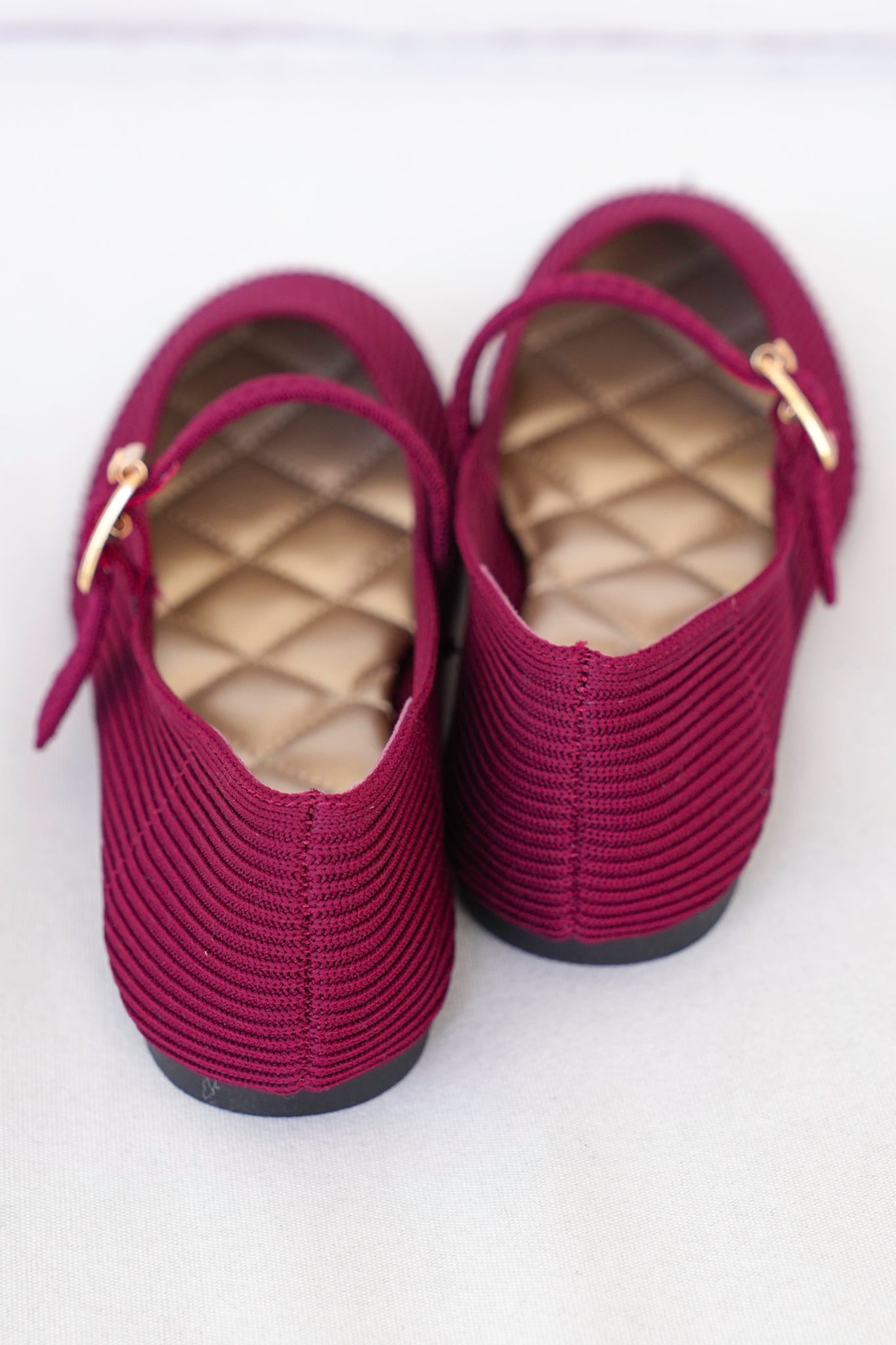 MIA Textured Knit Mary Jane Flats with Buckle Strap