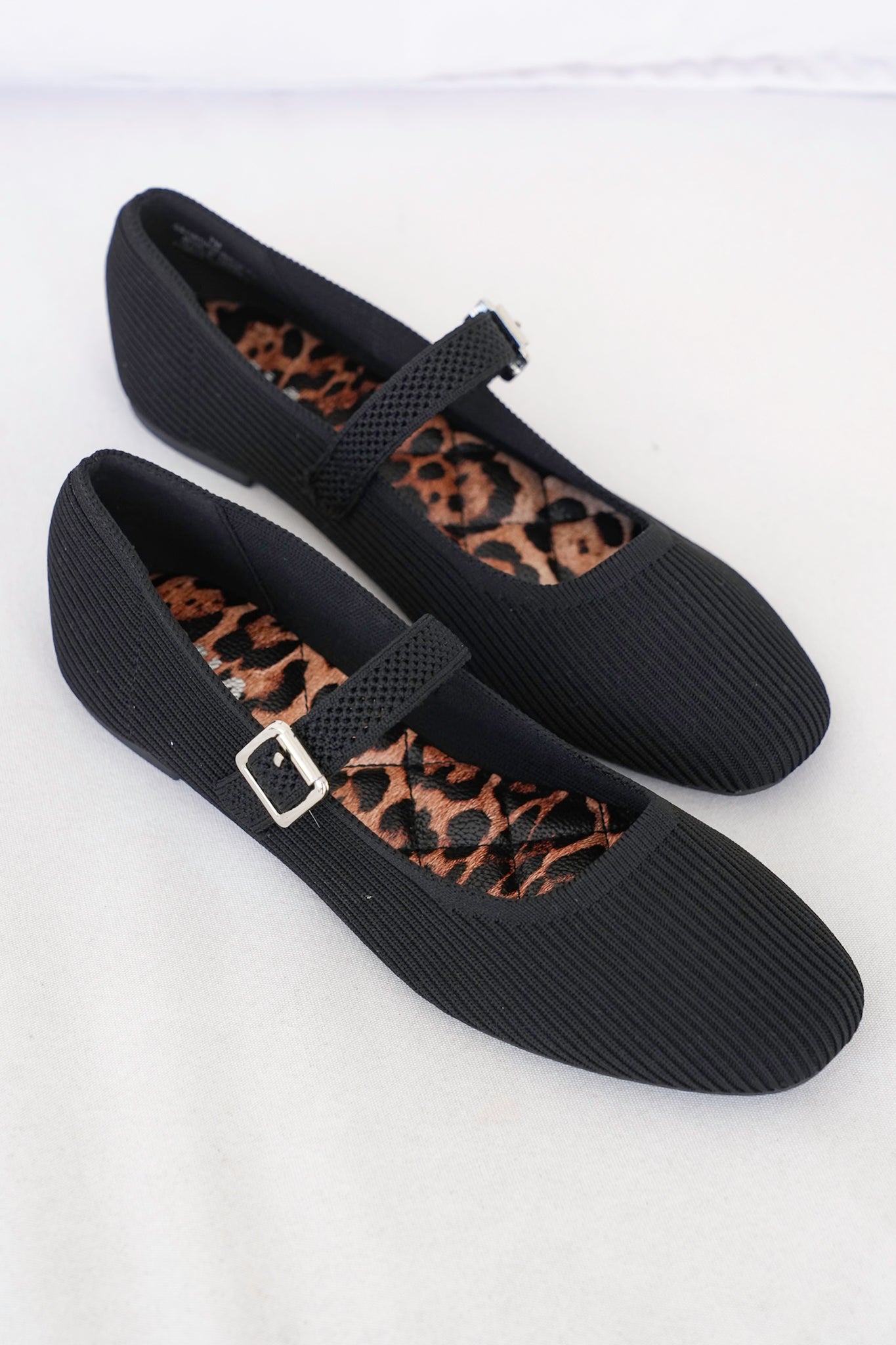 MIA Textured Knit Mary Jane Flats with Buckle Strap