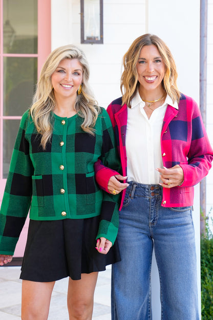 Buffalo Plaid Long Sleeve Button Down Cardigan