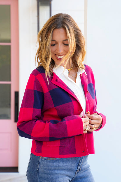 Buffalo Plaid Long Sleeve Button Down Cardigan