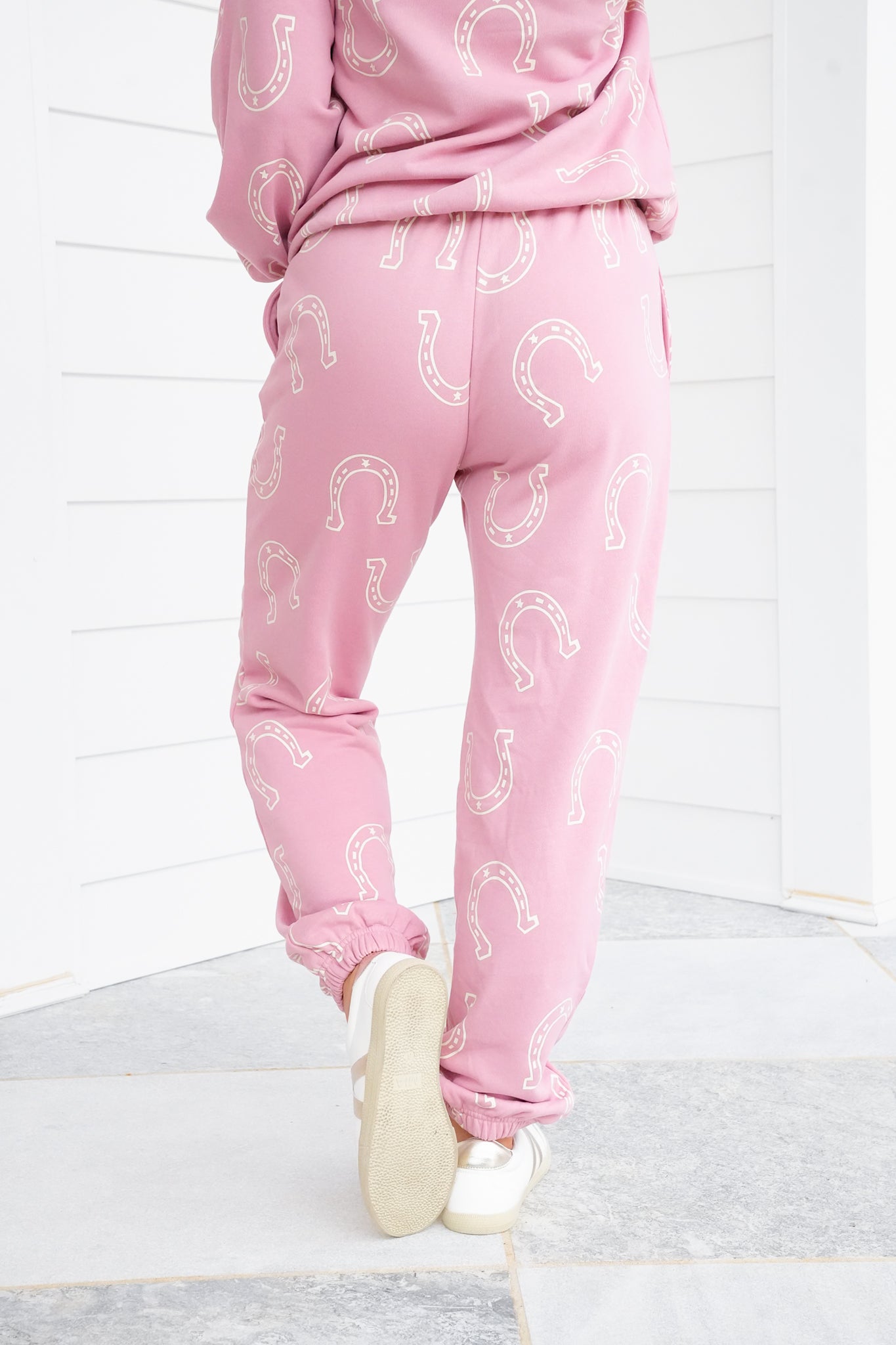 Horseshoe Print Elastic Waist Sweatpants