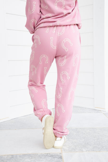 Horseshoe Print Elastic Waist Sweatpants