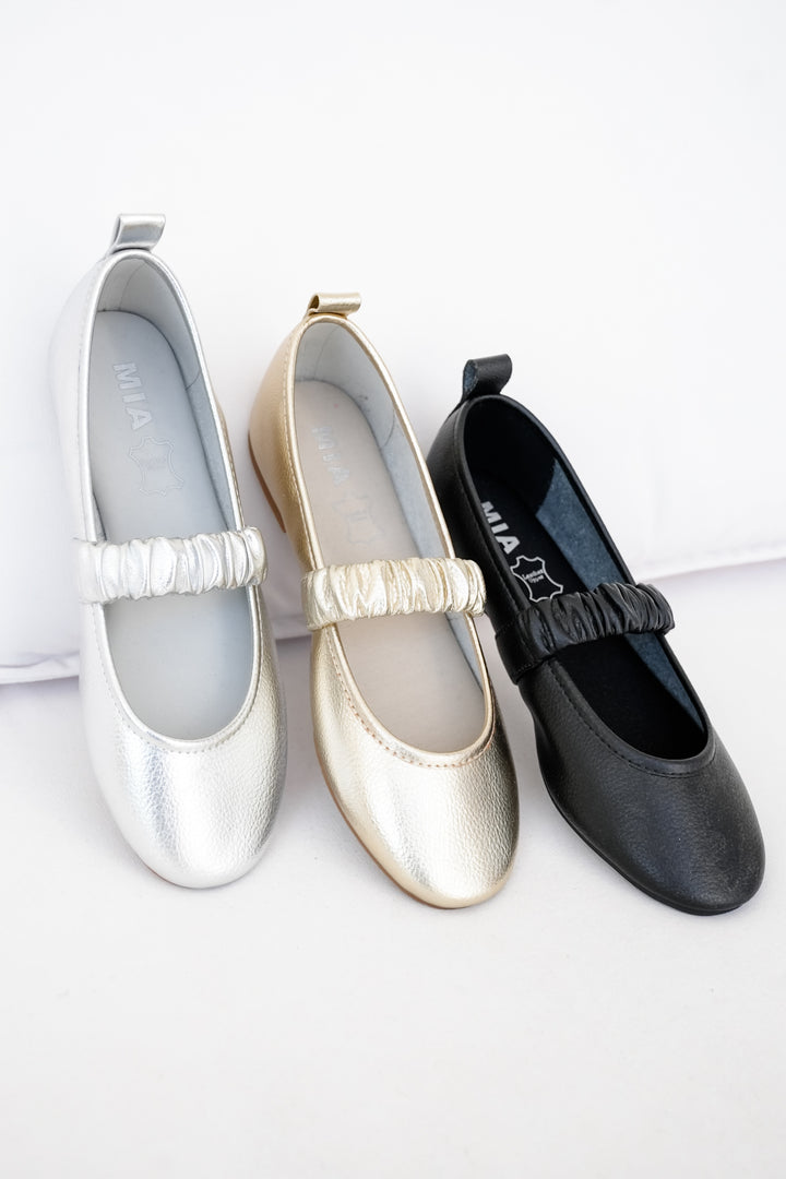 MIA Textured Ballet Flat with Scrunched Elastic Strap