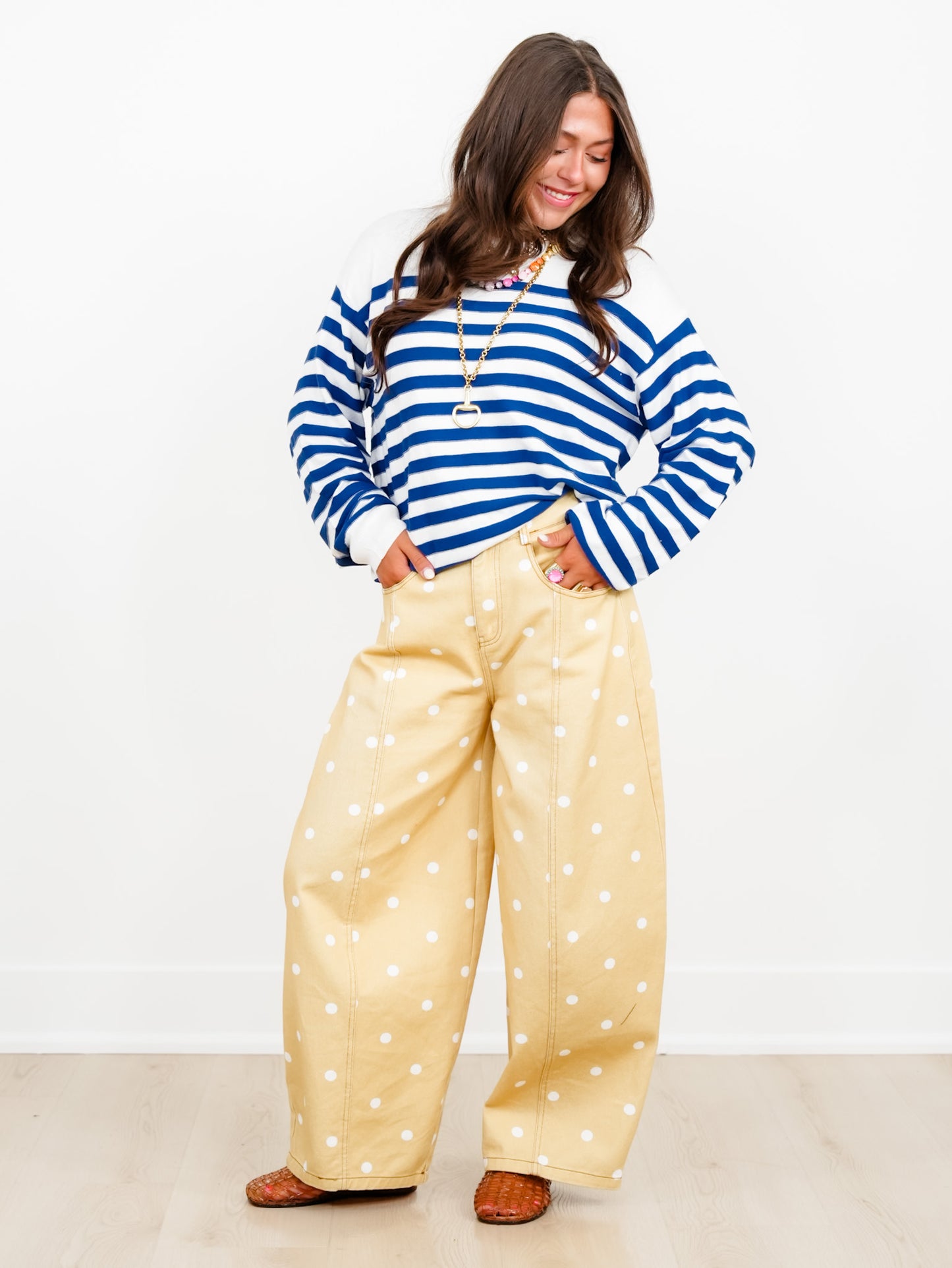 Stripe Boat Neck Long Sleeve Pullover Sweater