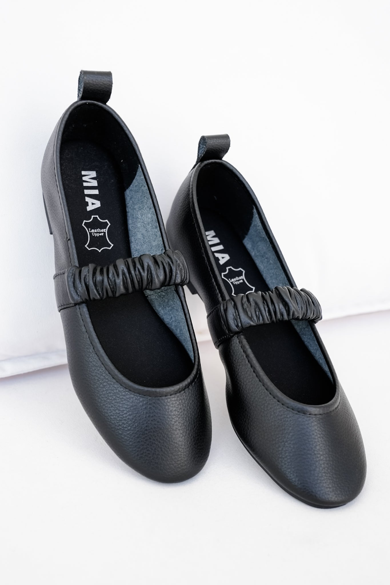 MIA Textured Ballet Flat with Scrunched Elastic Strap