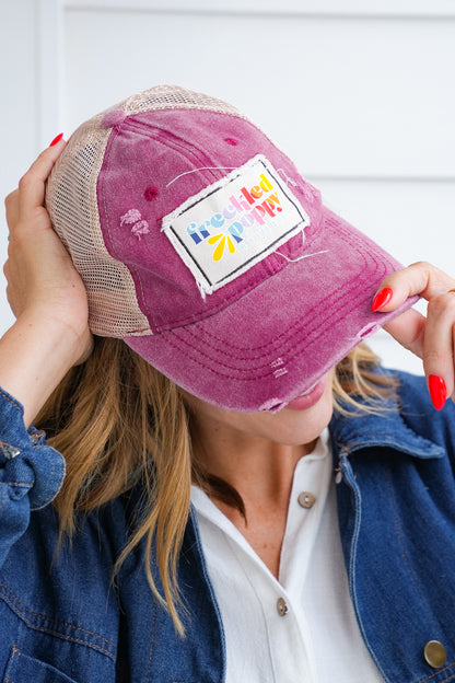 Freckled Poppy Distressed Trucker Caps