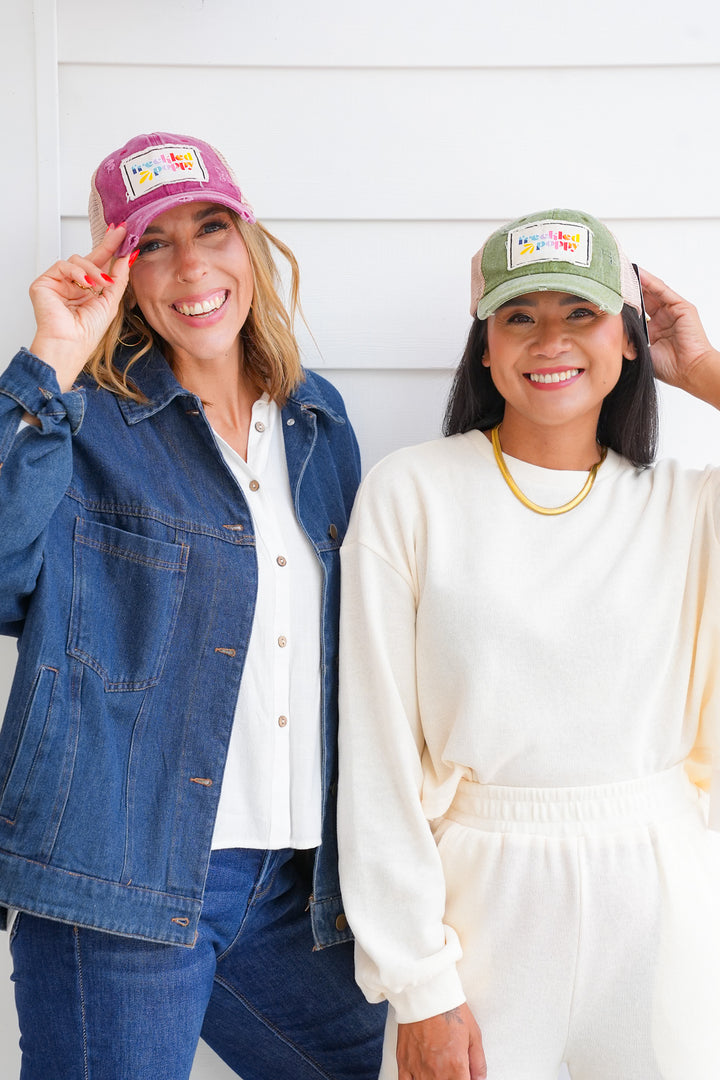 Freckled Poppy Distressed Trucker Caps