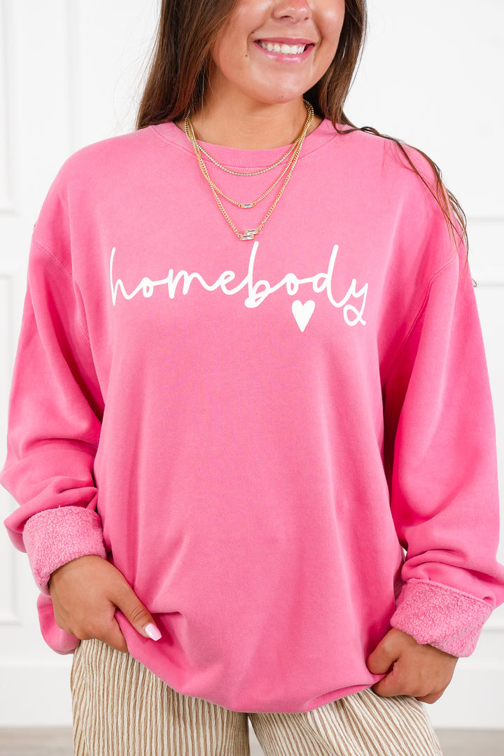 Plus/Reg Long Sleeve "Homebody" Graphic Sweatshirt