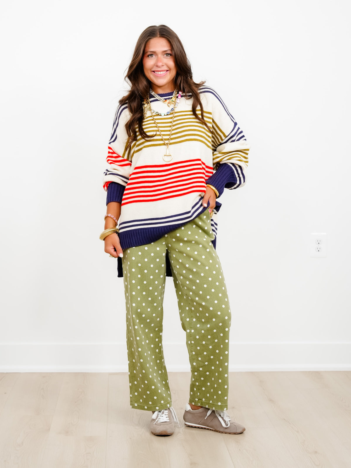 Multi Color Stripe Long Sleeve Pullover Sweater