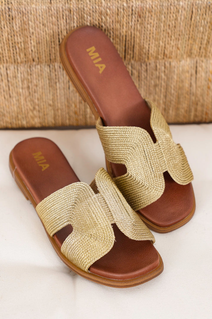 MIA Elegant Slip On Sandal with Woven Detailing