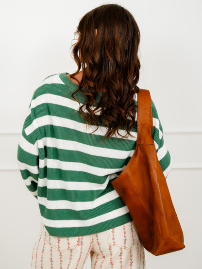 Knit Stripe Long Sleeve Pullover Sweater