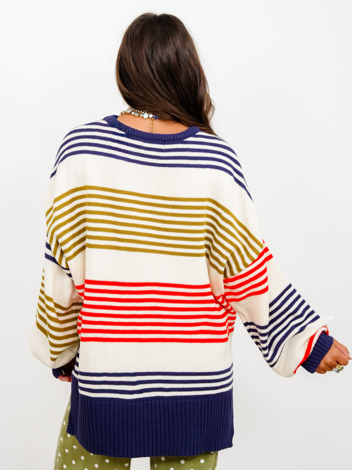 Multi Color Stripe Long Sleeve Pullover Sweater