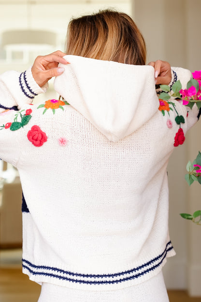 POL Embroidered Long Sleeve Zip Up Hoodie Sweater