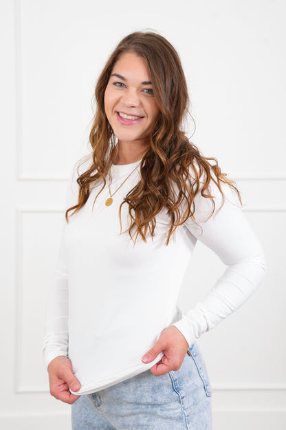 Door Buster! Plus/Reg Zenana Brushed Microfiber Long Sleeve Round Neck Tee