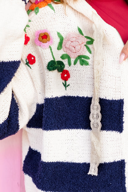 POL Embroidered Long Sleeve Zip Up Hoodie Sweater