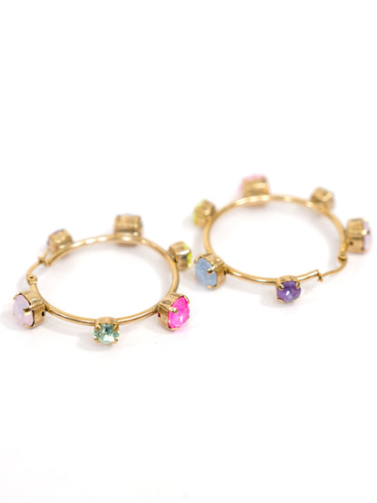 TOVA Atlia Multicolor Crystal Hoop Earrings