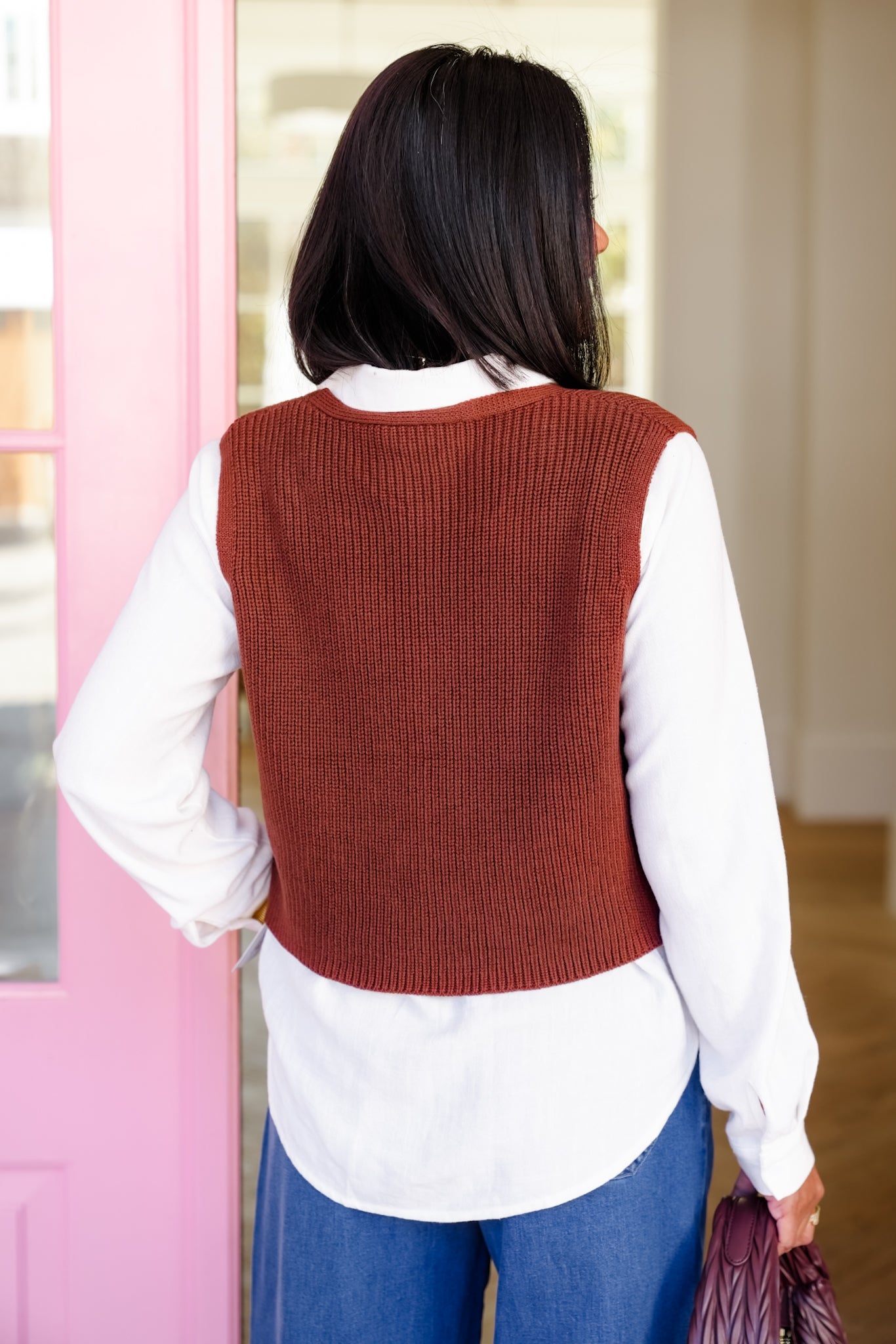 Solid Button Down Sweater Vest