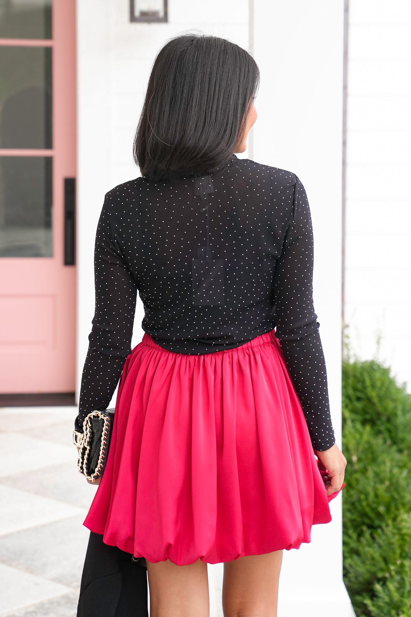 Rhinestone Long Sleeve Sheer Top