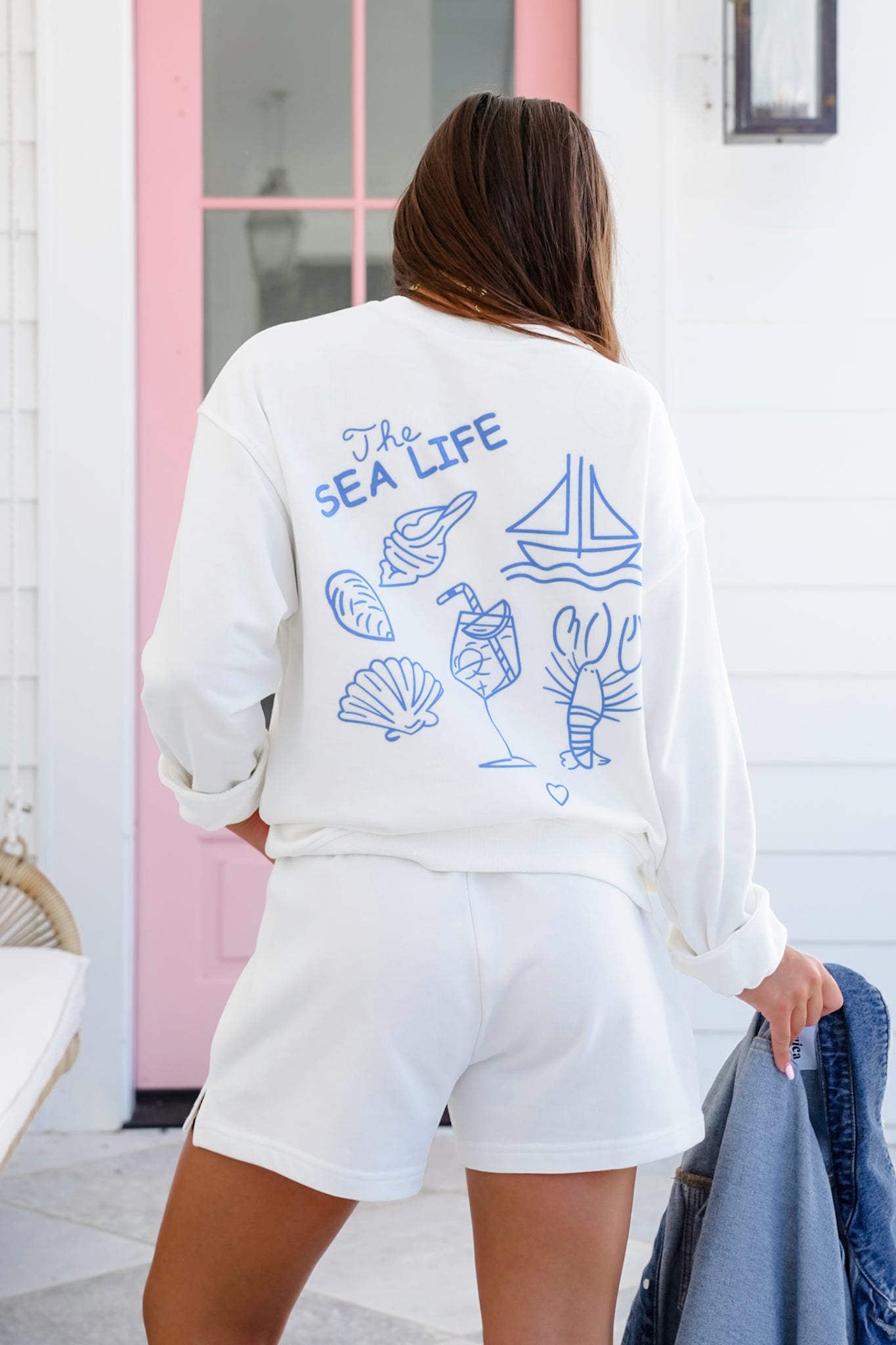 White Long Sleeve "The Sea Life" Sweatshirt