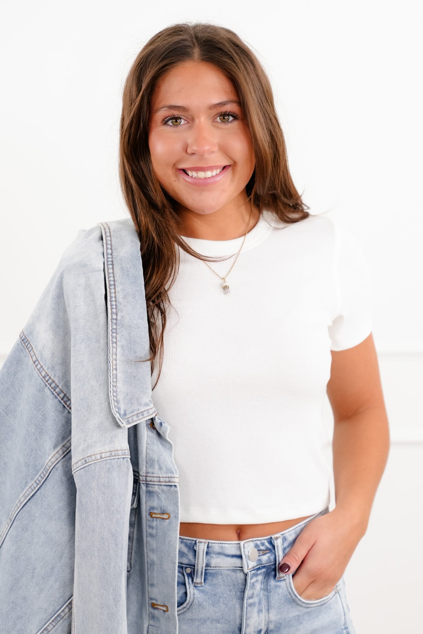 Short Sleeve Ribbed Knit Crop Tee