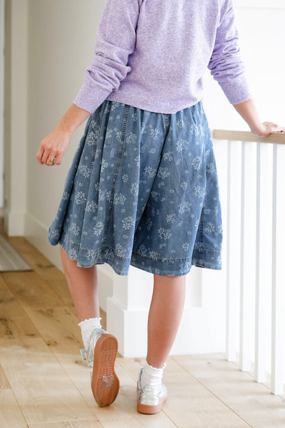 Floral Print Elastic Waist Wide Leg Shorts