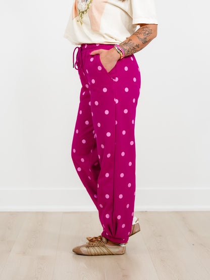 Polka Dot Elastic Waist Lounge Jogger Pants