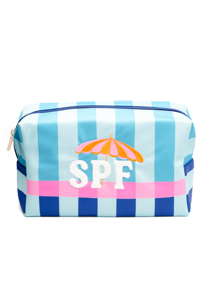 "SPF" Large Turquoise Zip Pouch
