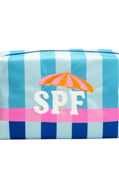 "SPF" Large Turquoise Zip Pouch