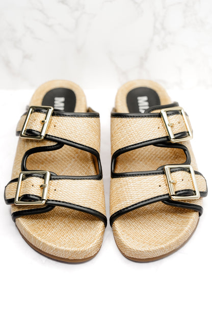 MIA Woven Raffia Double Buckle Slide