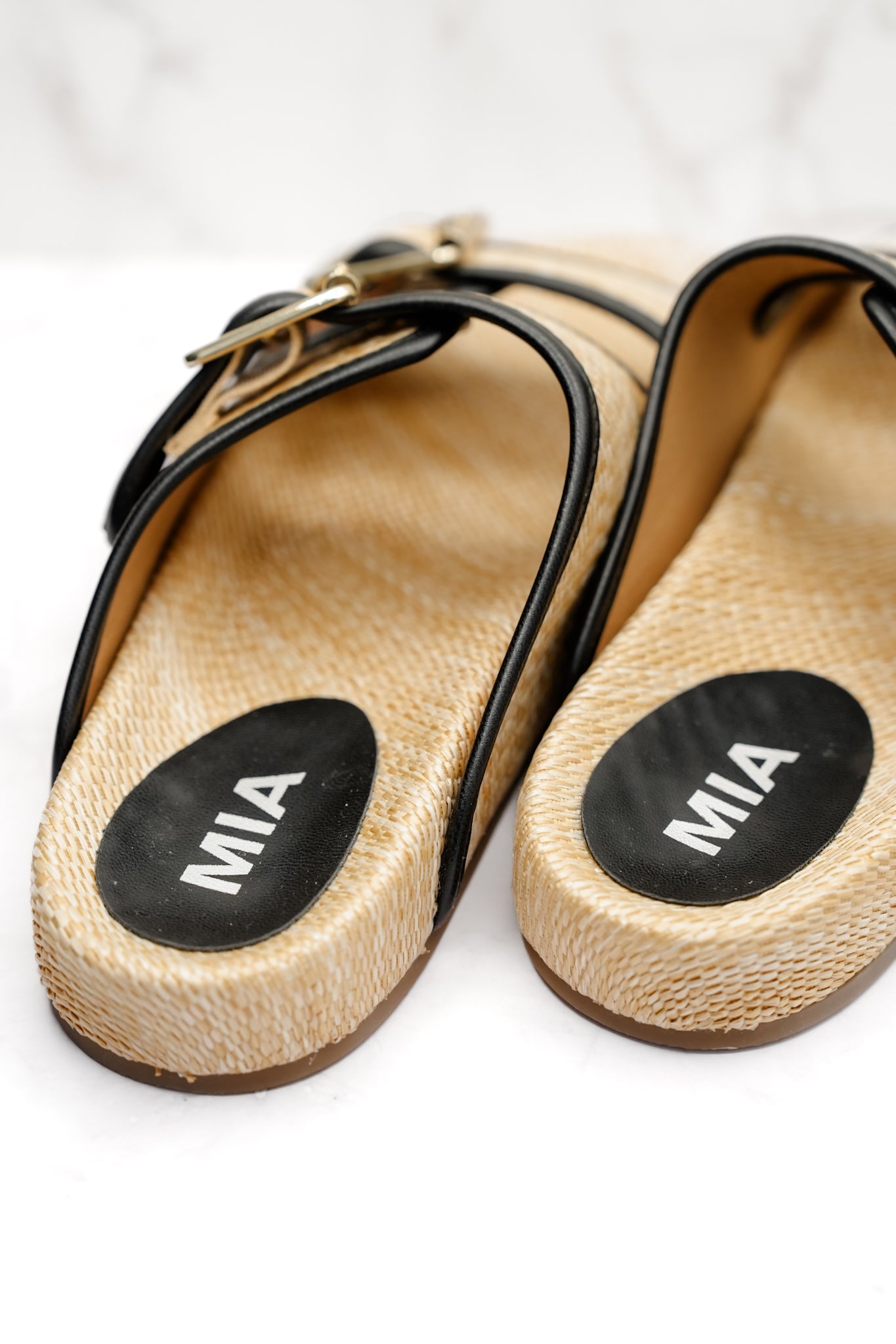 MIA Woven Raffia Double Buckle Slide