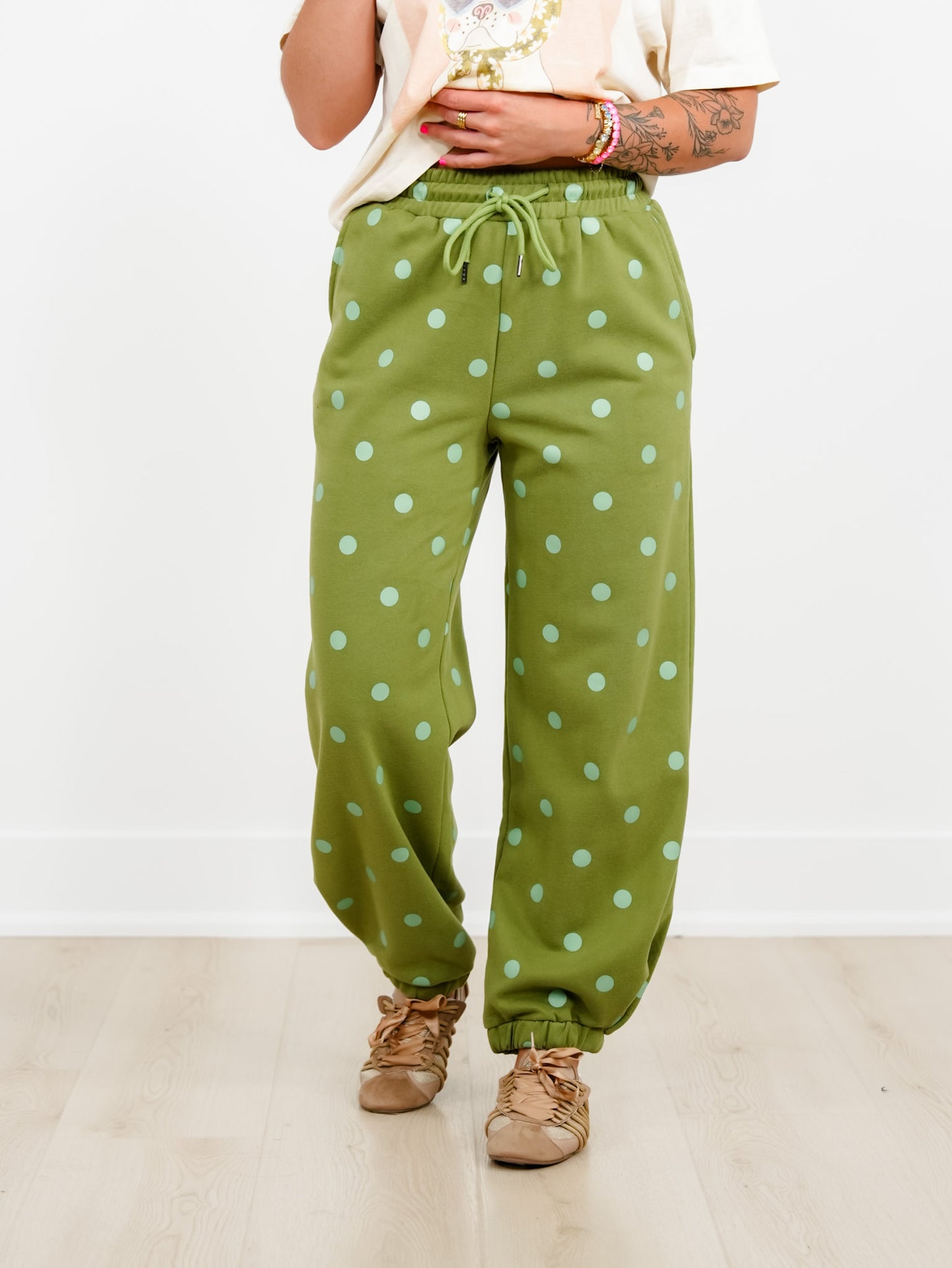 Polka Dot Elastic Waist Lounge Jogger Pants