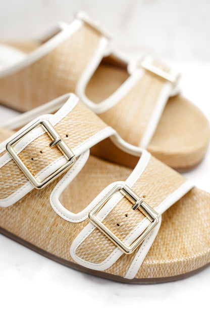 MIA Woven Raffia Double Buckle Slide