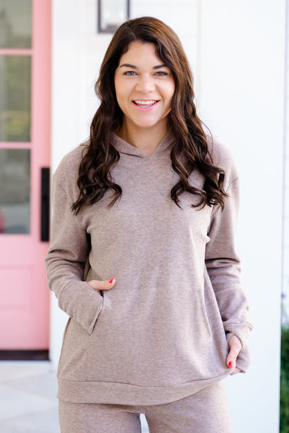 Plus/Reg Heathered Long Sleeve Pullover Hoodie