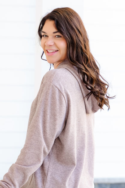 Plus/Reg Heathered Long Sleeve Pullover Hoodie