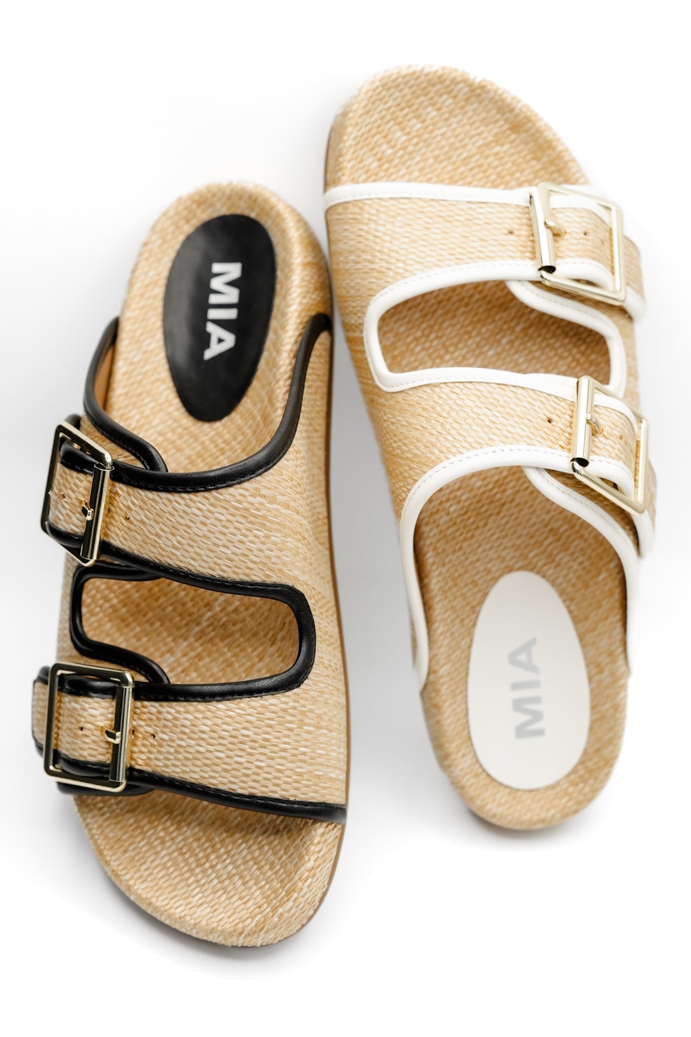 MIA Woven Raffia Double Buckle Slide