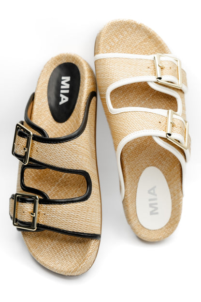 MIA Woven Raffia Double Buckle Slide