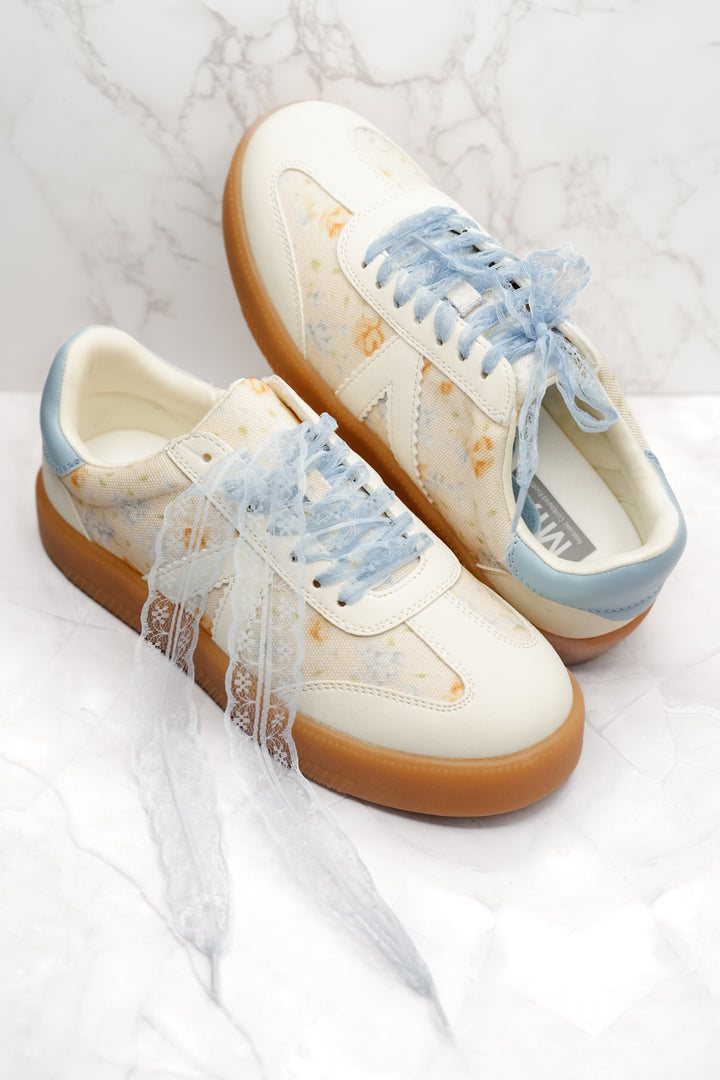 MIA Floral Print Mixed Material Sneaker