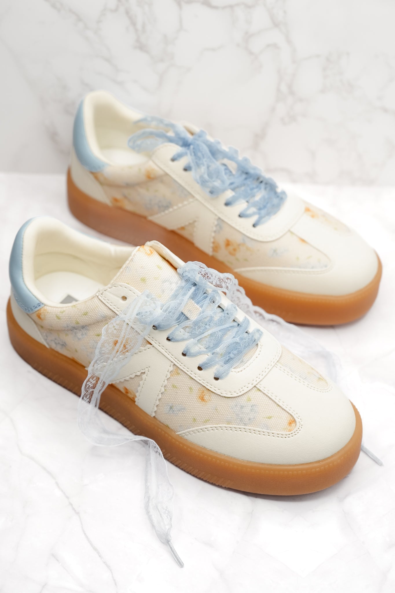 MIA Floral Print Mixed Material Sneaker