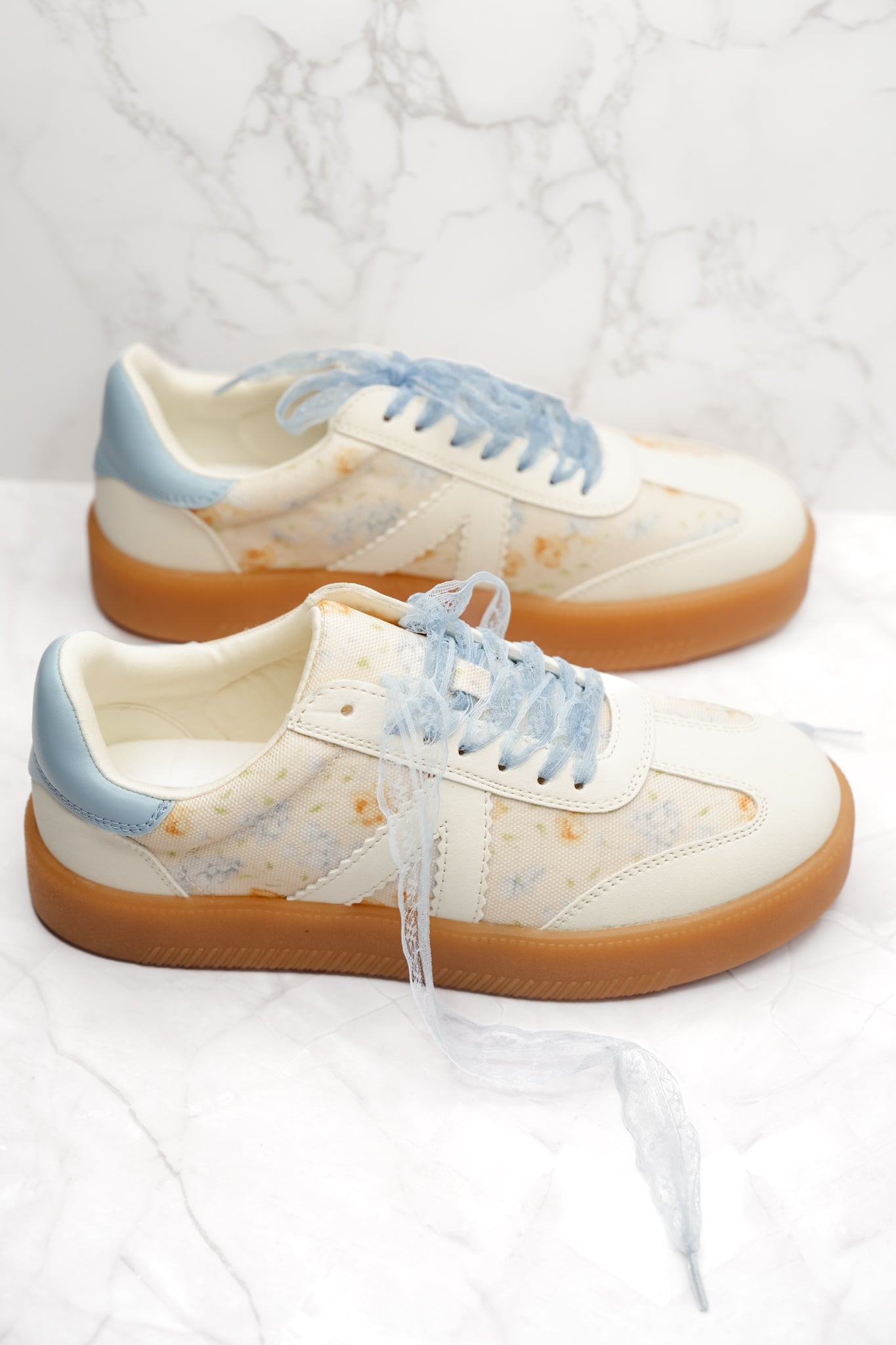 MIA Floral Print Mixed Material Sneaker