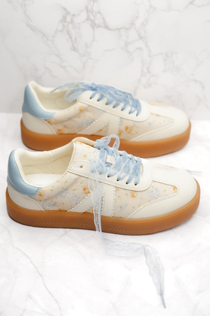 MIA Floral Print Mixed Material Sneaker