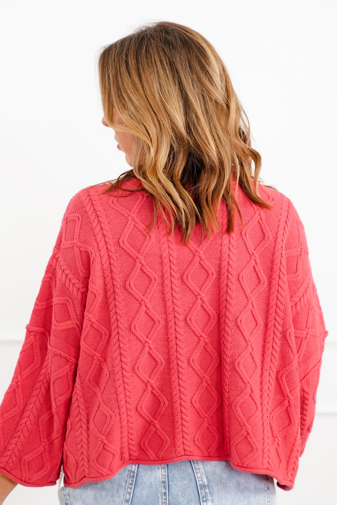 Pattern Knit Long Sleeve Pullover Sweater