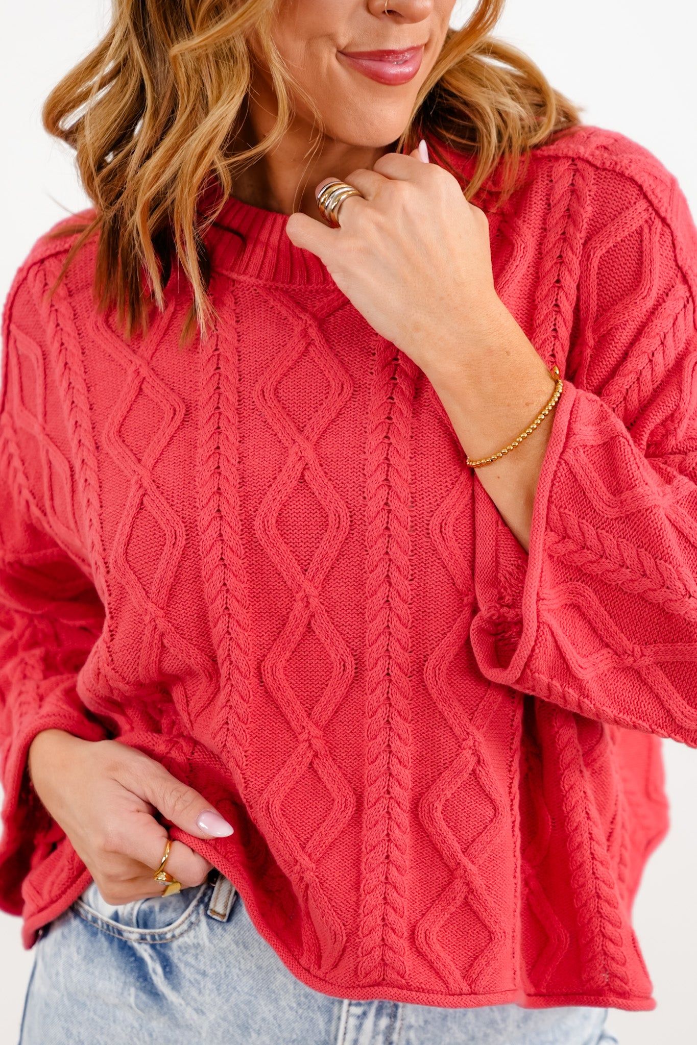 Pattern Knit Long Sleeve Pullover Sweater